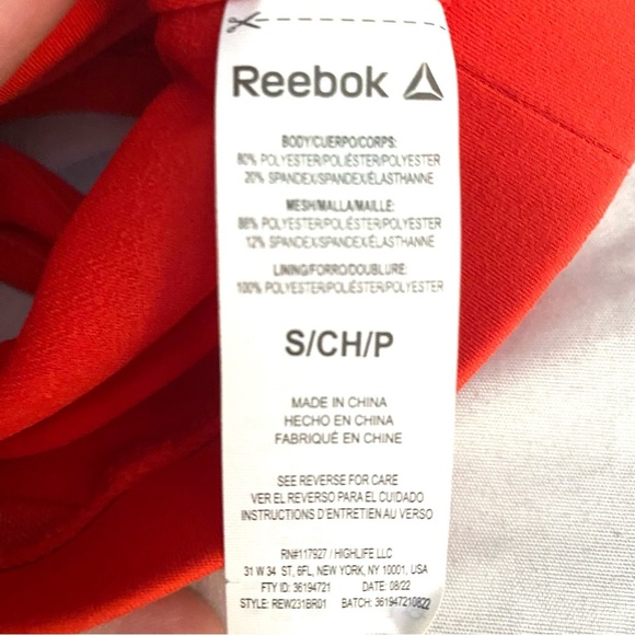 Reebok Bra Womens Large Sports Racerback Logo  Athletic Red Size Small - Picture 5 of 9